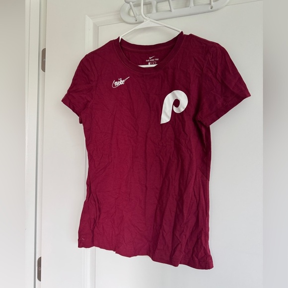 Nike Burgundy Tee with White Swoosh - Picture 1 of 6